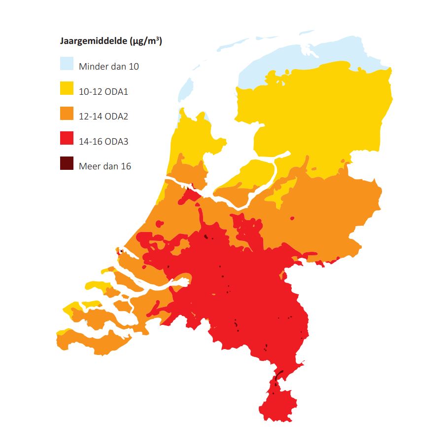 Fijnstof kaart Nederland